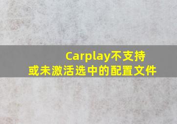 Carplay不支持或未激活选中的配置文件