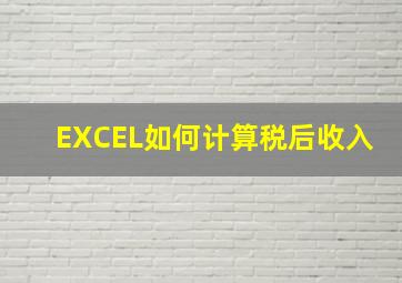 EXCEL如何计算税后收入