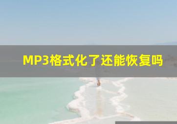 MP3格式化了还能恢复吗