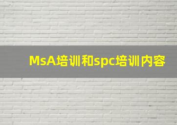 MsA培训和spc培训内容