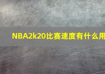 NBA2k20比赛速度有什么用