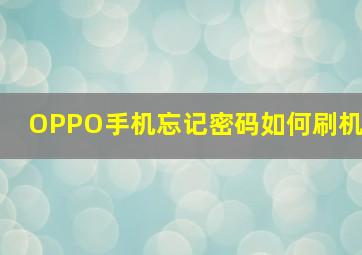 OPPO手机忘记密码如何刷机