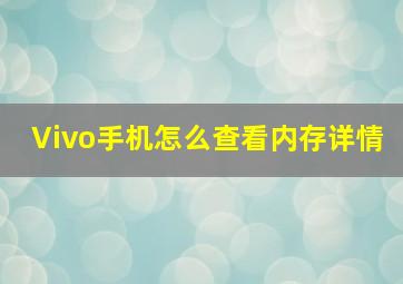 Vivo手机怎么查看内存详情