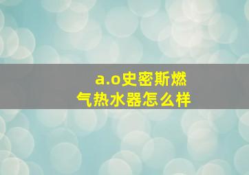 a.o史密斯燃气热水器怎么样