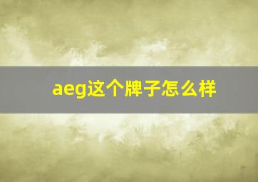 aeg这个牌子怎么样