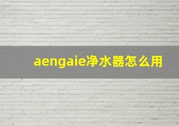 aengaie净水器怎么用