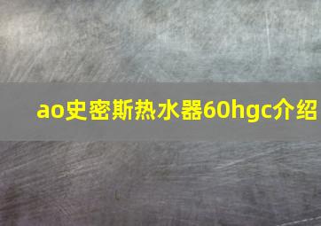 ao史密斯热水器60hgc介绍