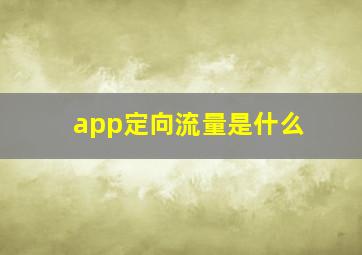 app定向流量是什么