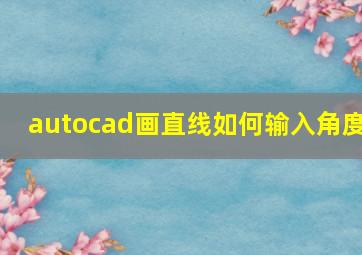 autocad画直线如何输入角度