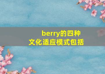 berry的四种文化适应模式包括