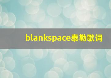 blankspace泰勒歌词