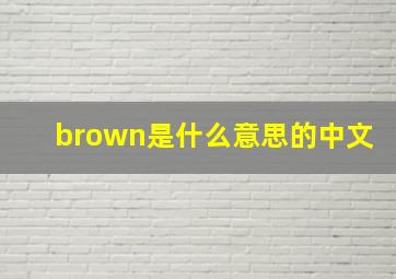 brown是什么意思的中文