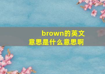 brown的英文意思是什么意思啊