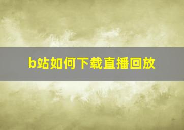 b站如何下载直播回放