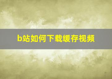 b站如何下载缓存视频