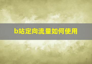 b站定向流量如何使用