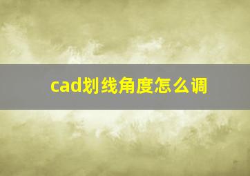 cad划线角度怎么调