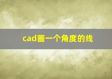 cad画一个角度的线