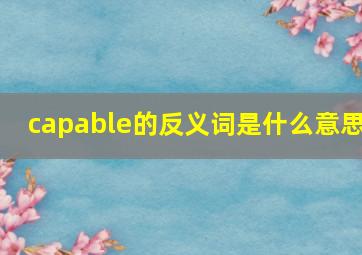 capable的反义词是什么意思