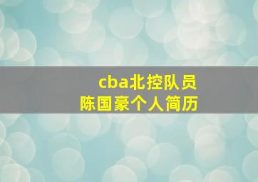 cba北控队员陈国豪个人简历