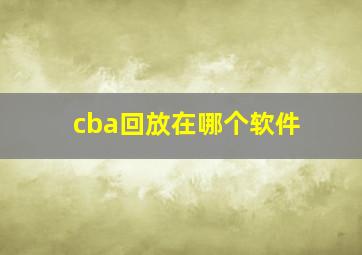 cba回放在哪个软件