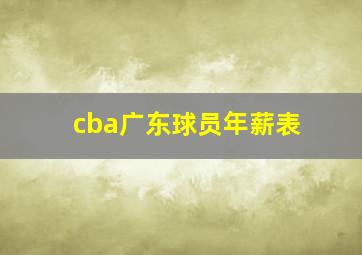 cba广东球员年薪表