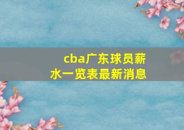 cba广东球员薪水一览表最新消息