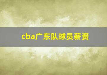 cba广东队球员薪资