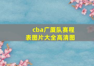 cba广厦队赛程表图片大全高清图