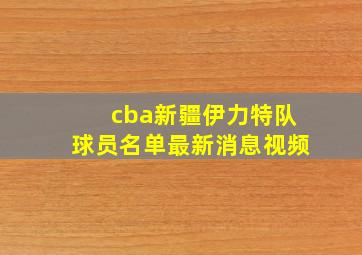 cba新疆伊力特队球员名单最新消息视频