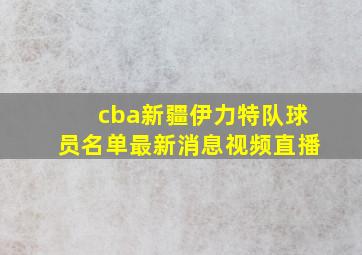 cba新疆伊力特队球员名单最新消息视频直播