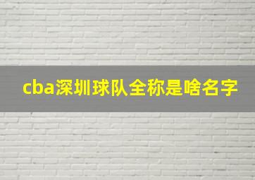 cba深圳球队全称是啥名字