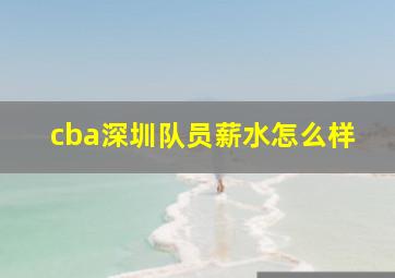 cba深圳队员薪水怎么样