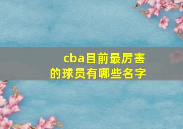 cba目前最厉害的球员有哪些名字