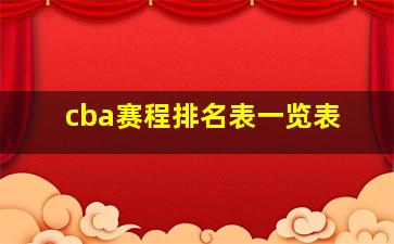 cba赛程排名表一览表