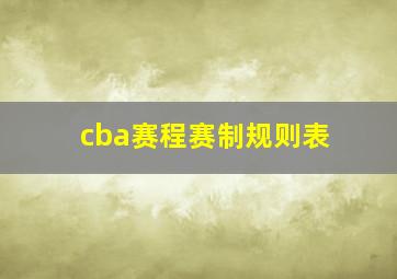 cba赛程赛制规则表