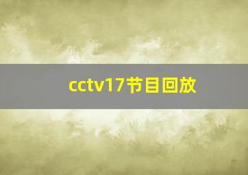 cctv17节目回放