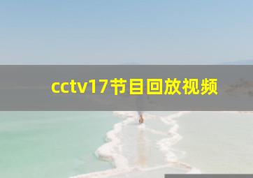 cctv17节目回放视频