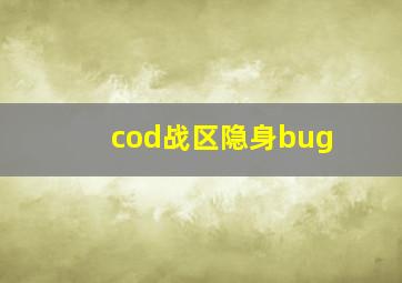 cod战区隐身bug