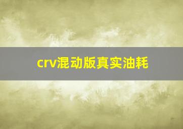 crv混动版真实油耗