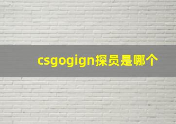 csgogign探员是哪个