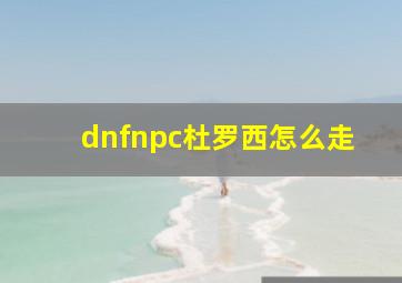 dnfnpc杜罗西怎么走