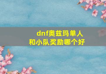 dnf奥兹玛单人和小队奖励哪个好