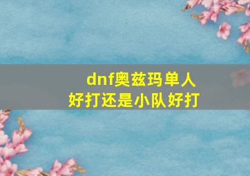 dnf奥兹玛单人好打还是小队好打