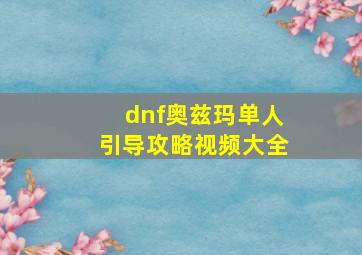 dnf奥兹玛单人引导攻略视频大全