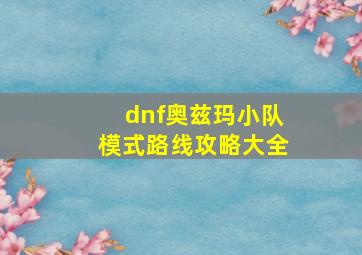 dnf奥兹玛小队模式路线攻略大全