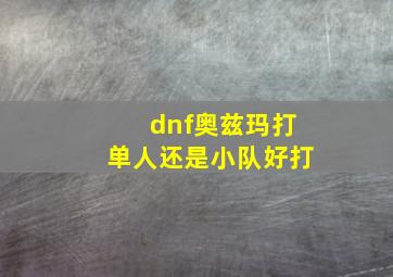 dnf奥兹玛打单人还是小队好打