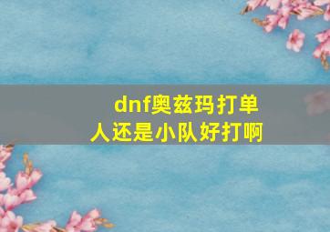 dnf奥兹玛打单人还是小队好打啊