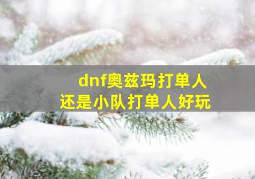 dnf奥兹玛打单人还是小队打单人好玩