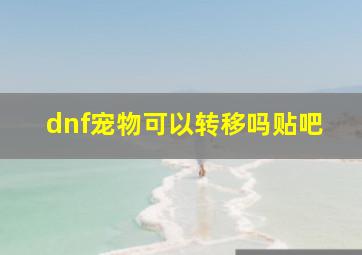 dnf宠物可以转移吗贴吧